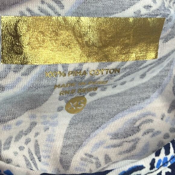 Lilly Pulitzer Pima Cotton Shift Dress Blue Mermaid's Tail 3/4 Sleeve size XS - Picture 6 of 10